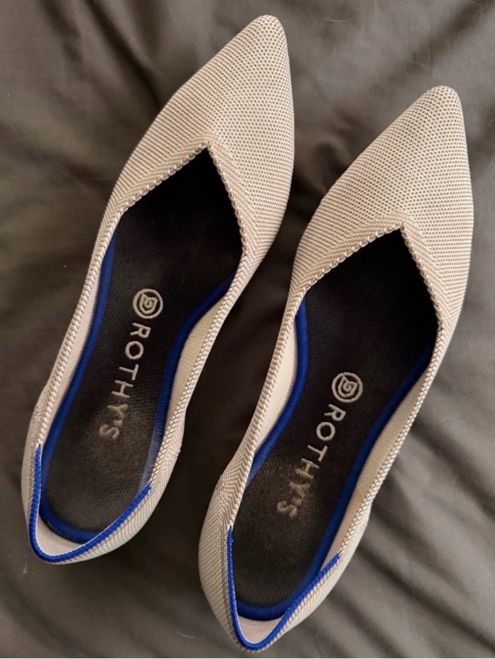 Rothy's The Point Flats Grey Knit
Blue Trim Women's Size 9.5